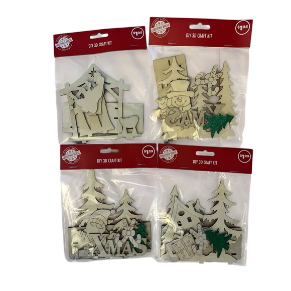 HARD TO FIND!! Christmas House DIY 3D Craft Kit Dollar Tree 4 Pack - Picture 2 of 6